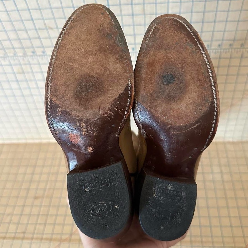 Vintage Justin Boots Leather Heart Inlay Cowgirl Boots Women’s 6A - Picture 8 of 9